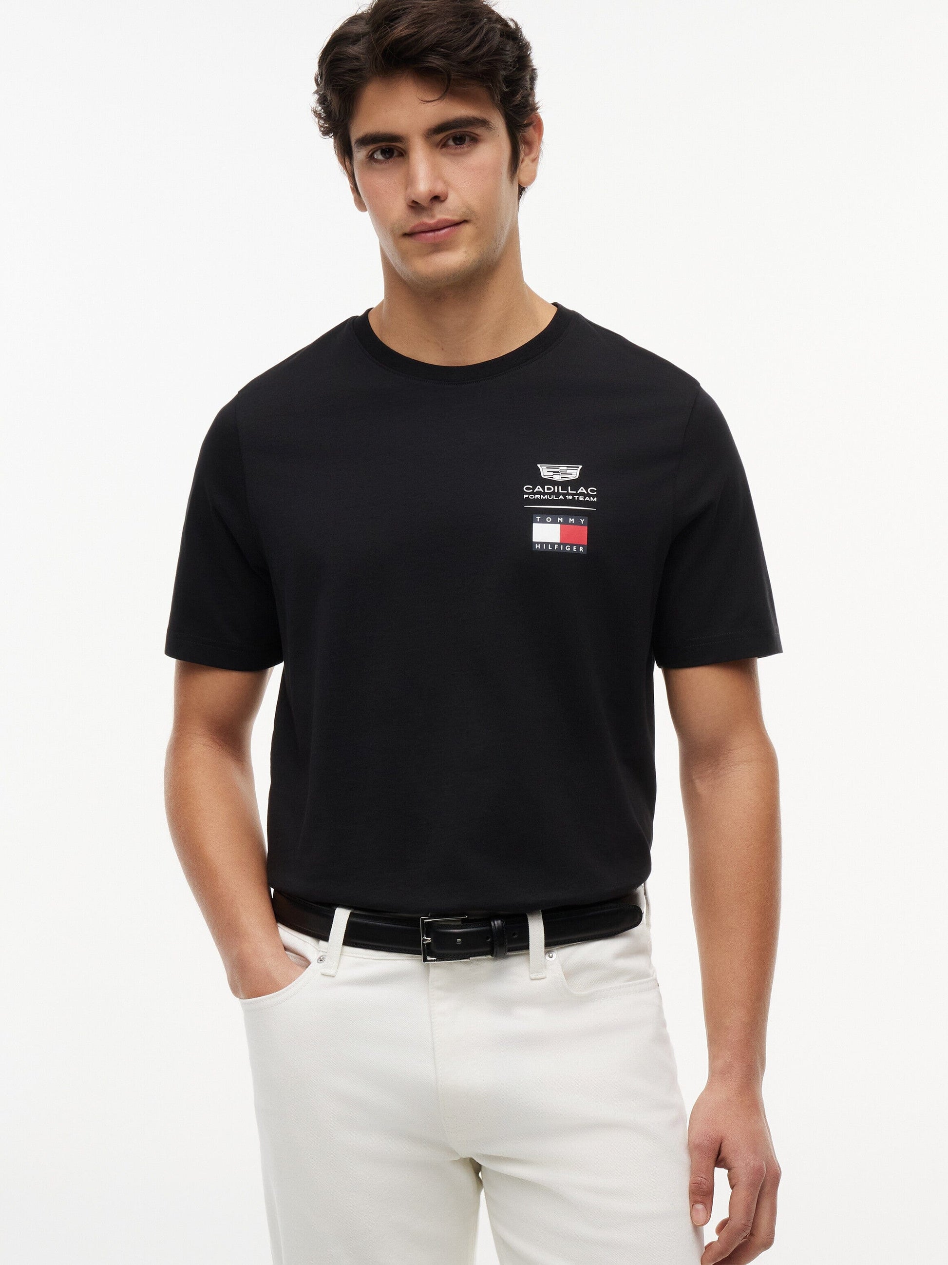 Cadillac F1 Racing Small Logo T-Shirt - Black/White Cadillac F1
