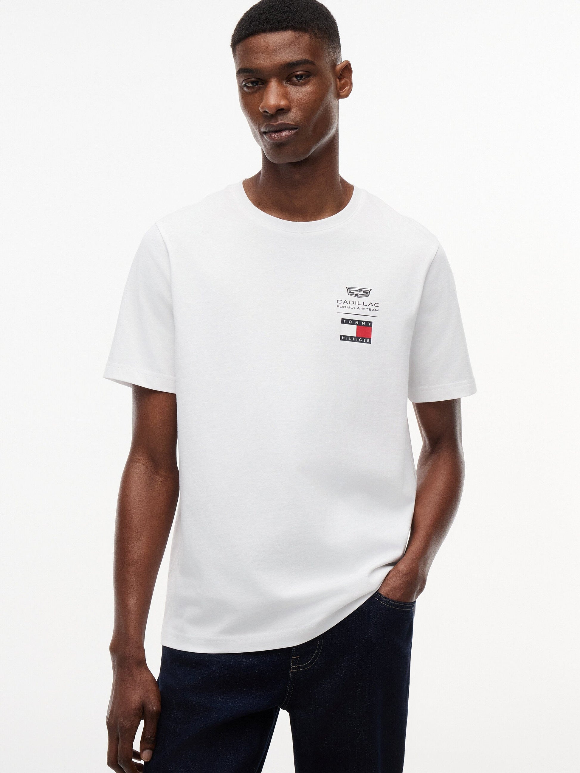 Cadillac F1 Racing Small Logo T-Shirt - Black/White Cadillac F1