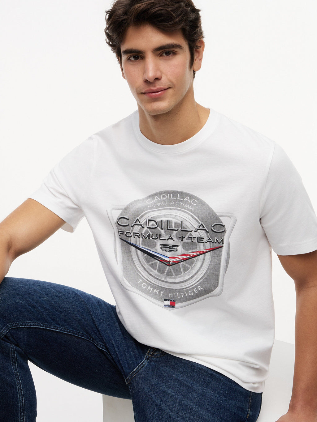 Cadillac F1 Tire Graphic T-Shirt - White Cadillac F1