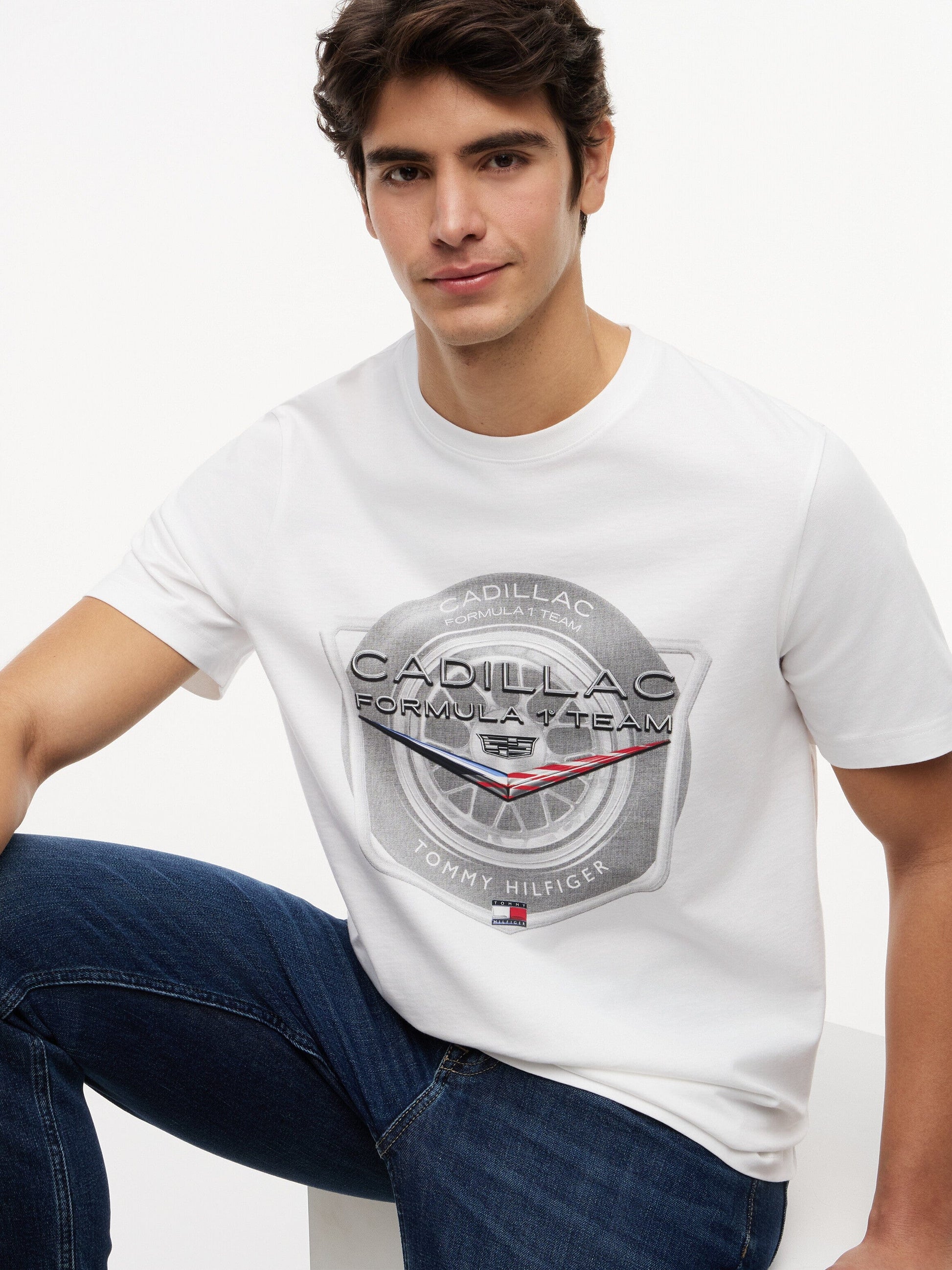 Cadillac F1 Tire Graphic T-Shirt - White Cadillac F1