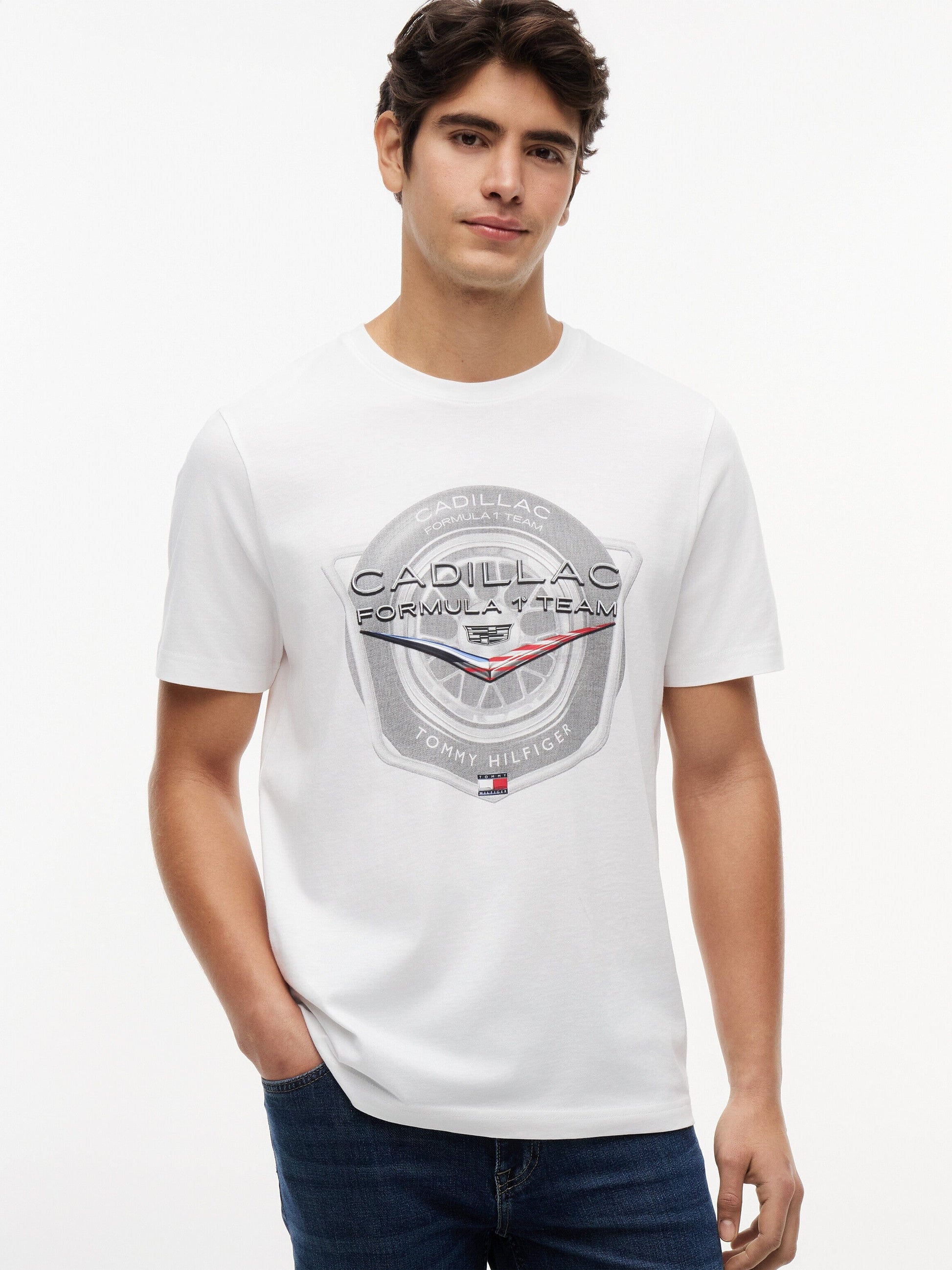 Cadillac F1 Tire Graphic T-Shirt - White Cadillac F1