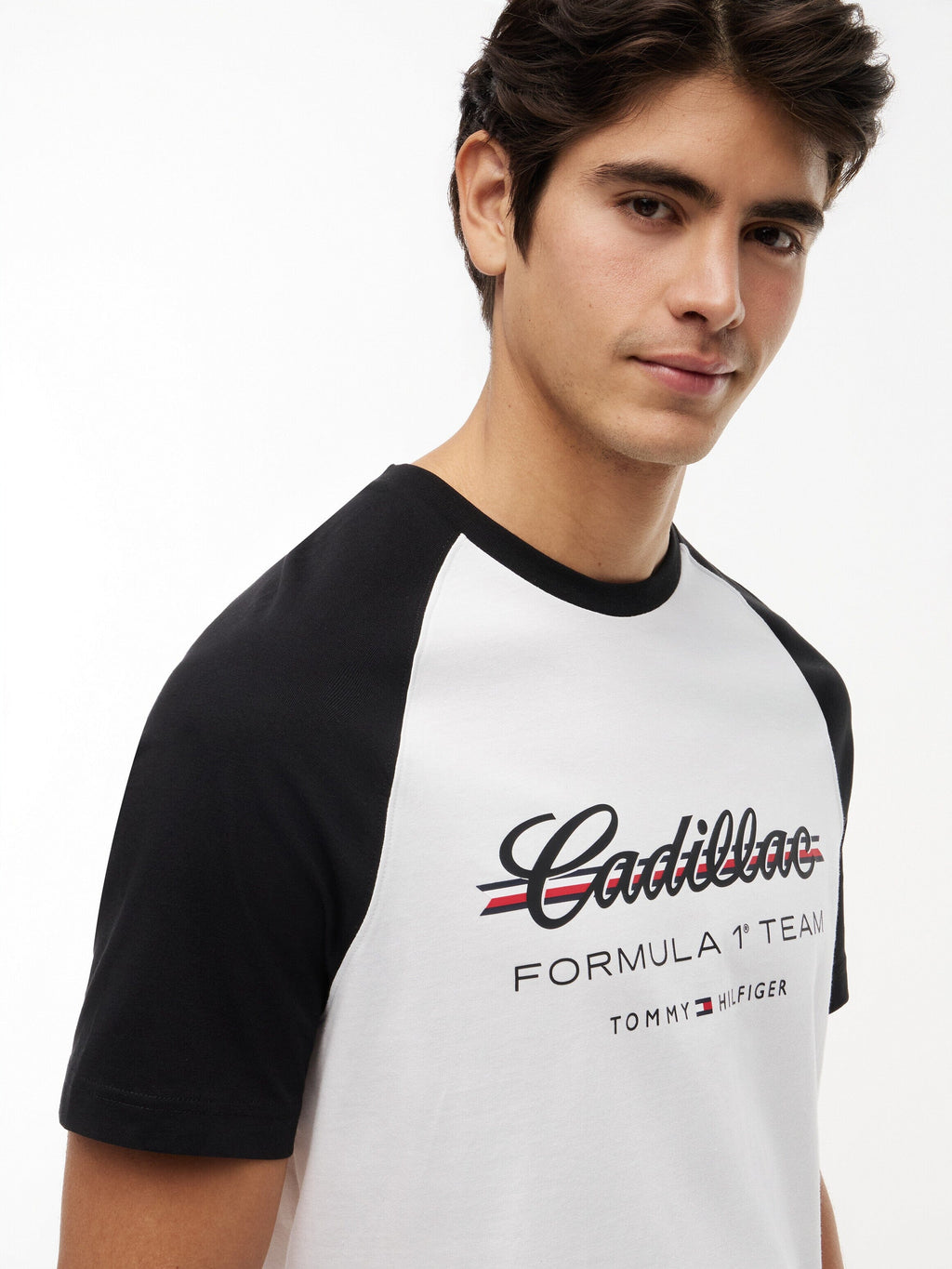 Cadillac F1 Racing Script Raglan T-Shirt - White Cadillac F1