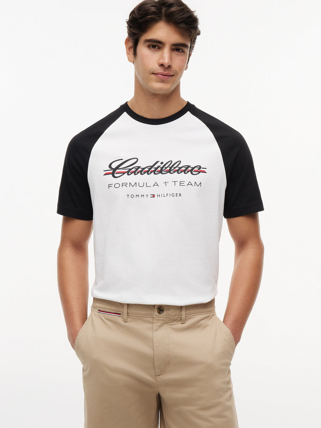 Cadillac F1 Racing Script Raglan T-Shirt - White Cadillac F1