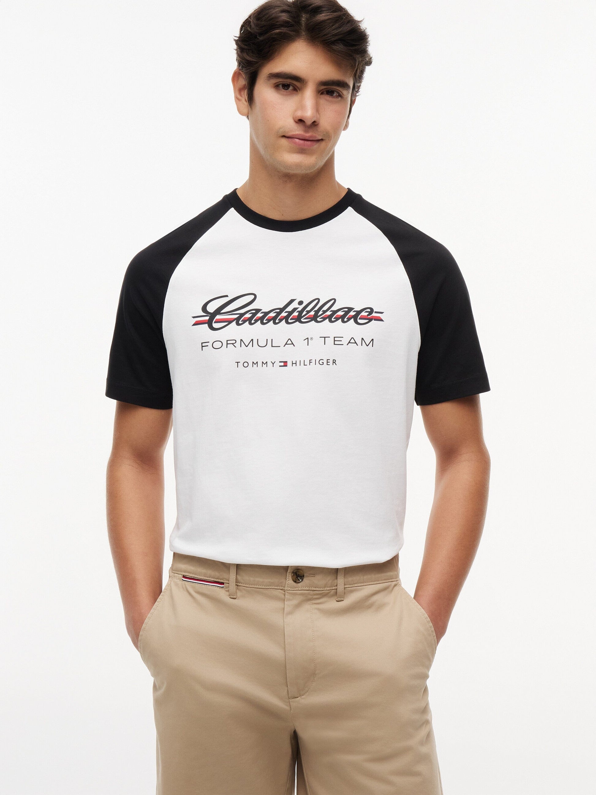 Cadillac F1 Racing Script Raglan T-Shirt - White Cadillac F1