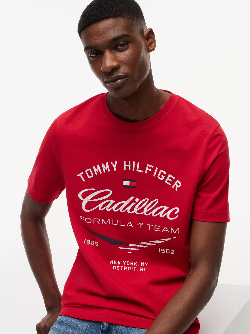 Cadillac F1 Racing Varsity Graphic T-Shirt - Red Cadillac F1