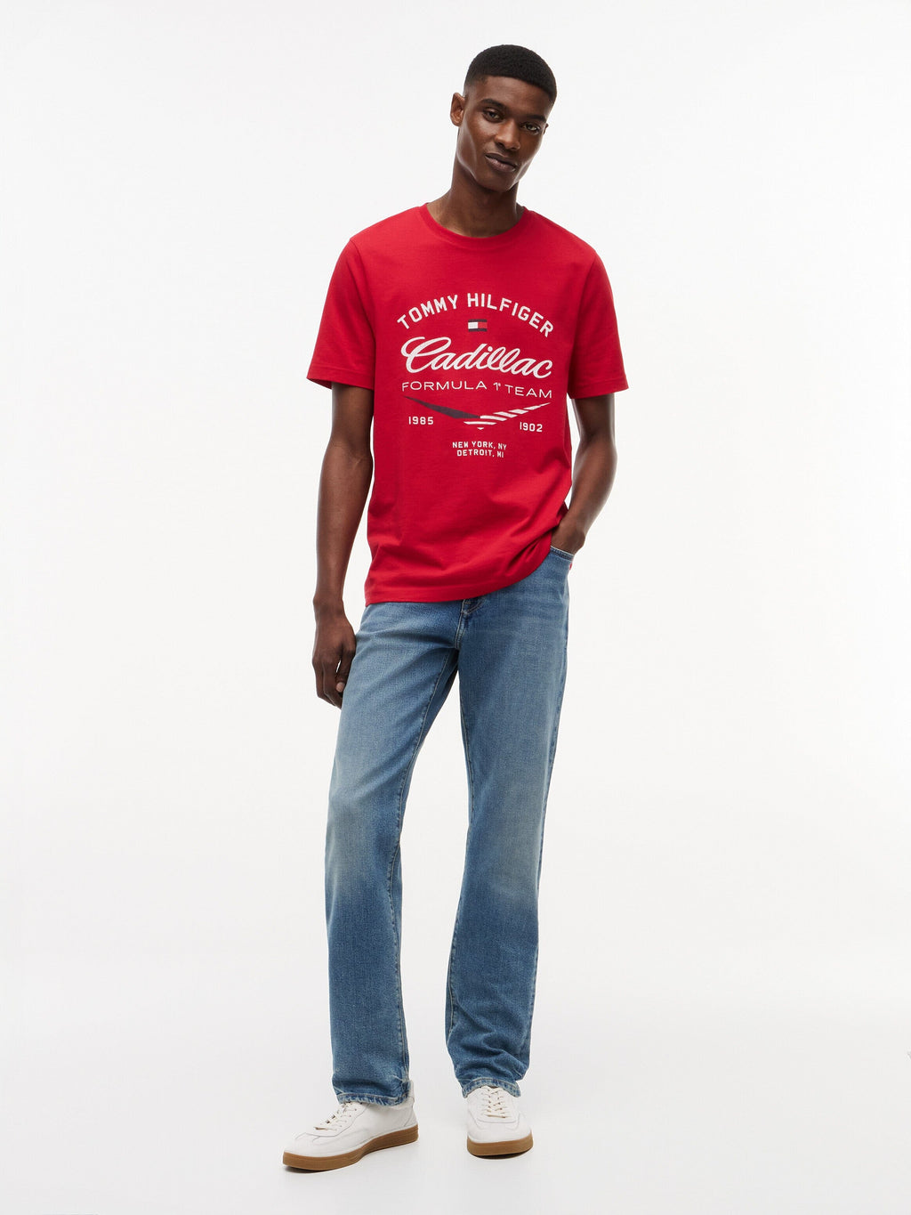 Cadillac F1 Racing Varsity Graphic T-Shirt - Red Cadillac F1