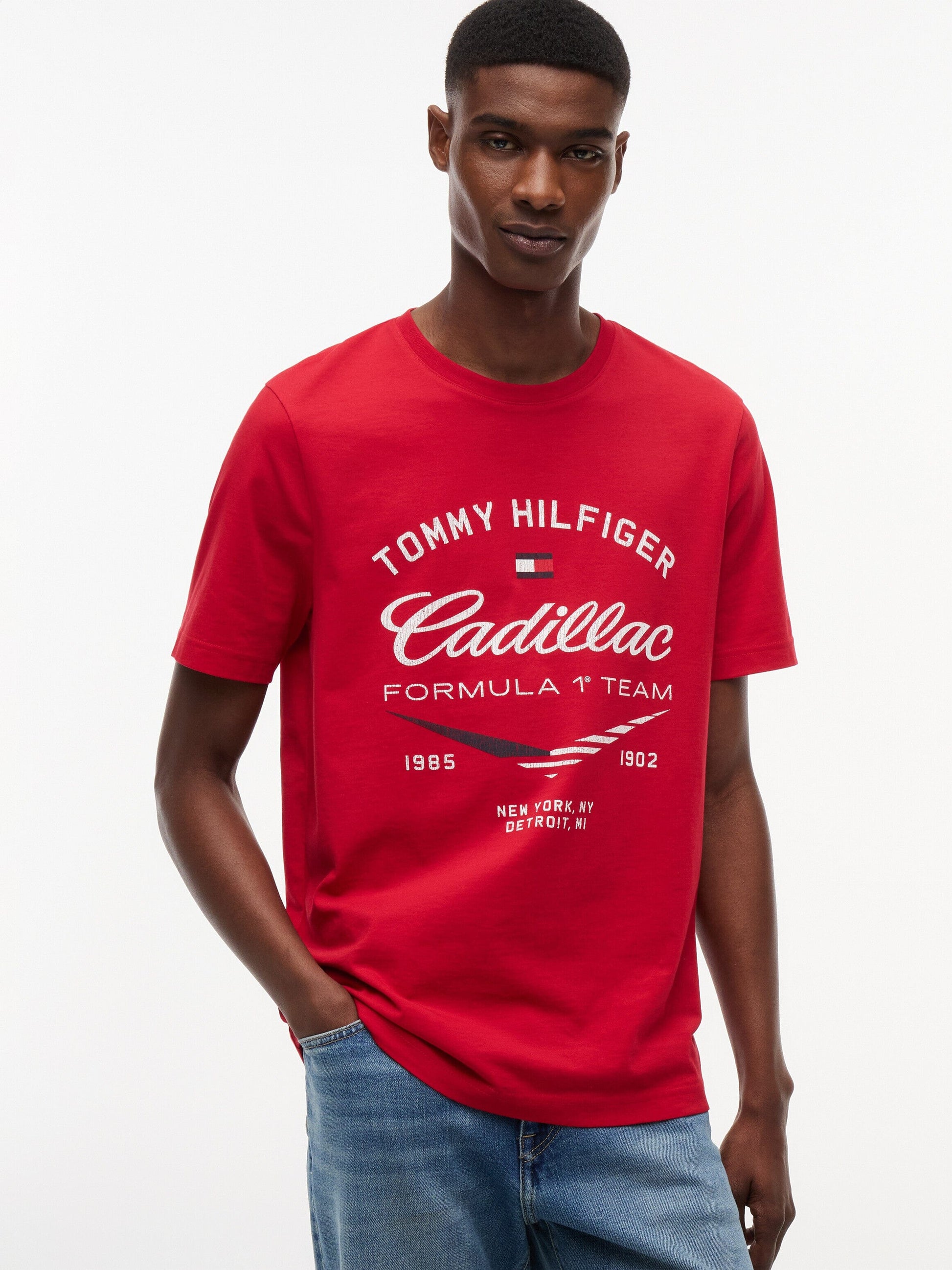 Cadillac F1 Racing Varsity Graphic T-Shirt - Red Cadillac F1