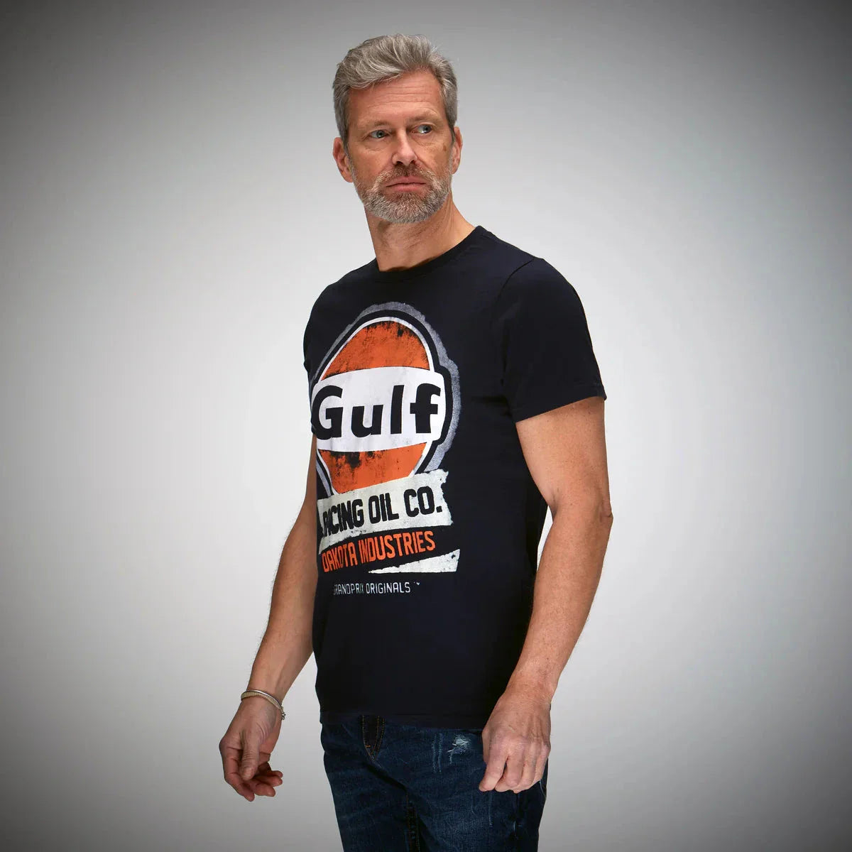 GrandPrix Originals Men's Gulf Vintage Racing Oil Round Neck T-Shirt - Navy GrandPrix Originals USA