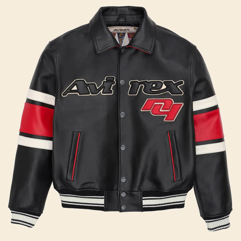 New Black Letterman The Legend Avirex Leather Jacket 3A MOTO LEATHER
