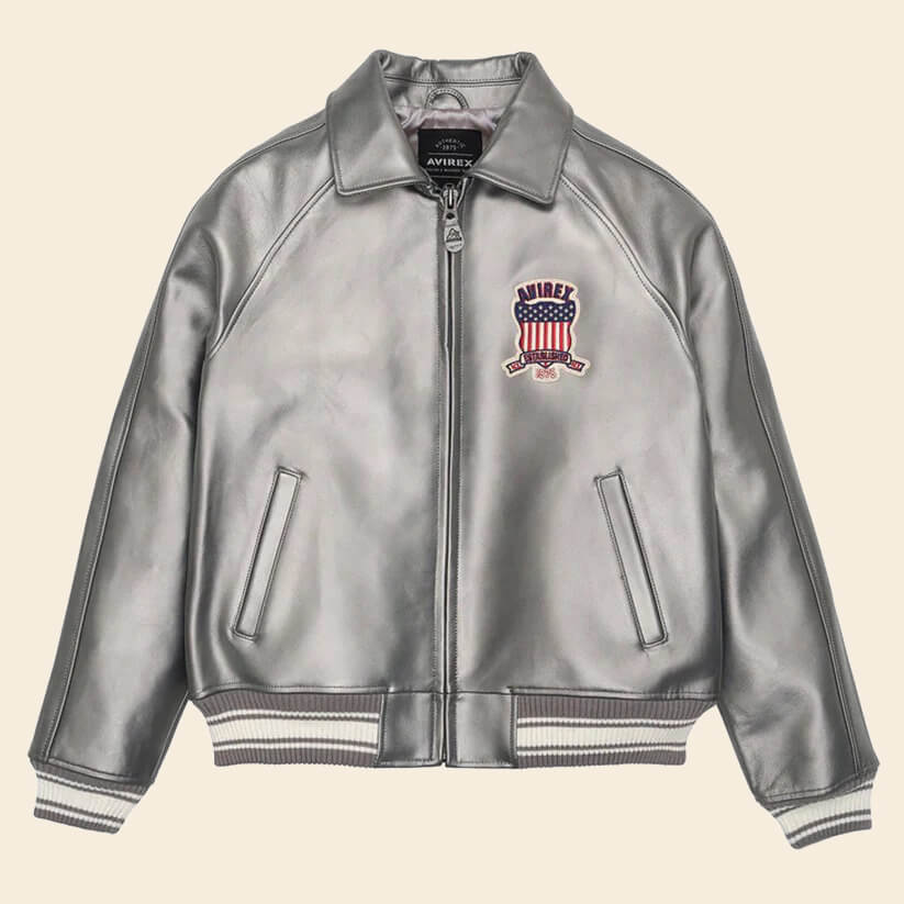 New Metallic Silver Letterman Bomber Avirex Jacket For Men – Endless ...
