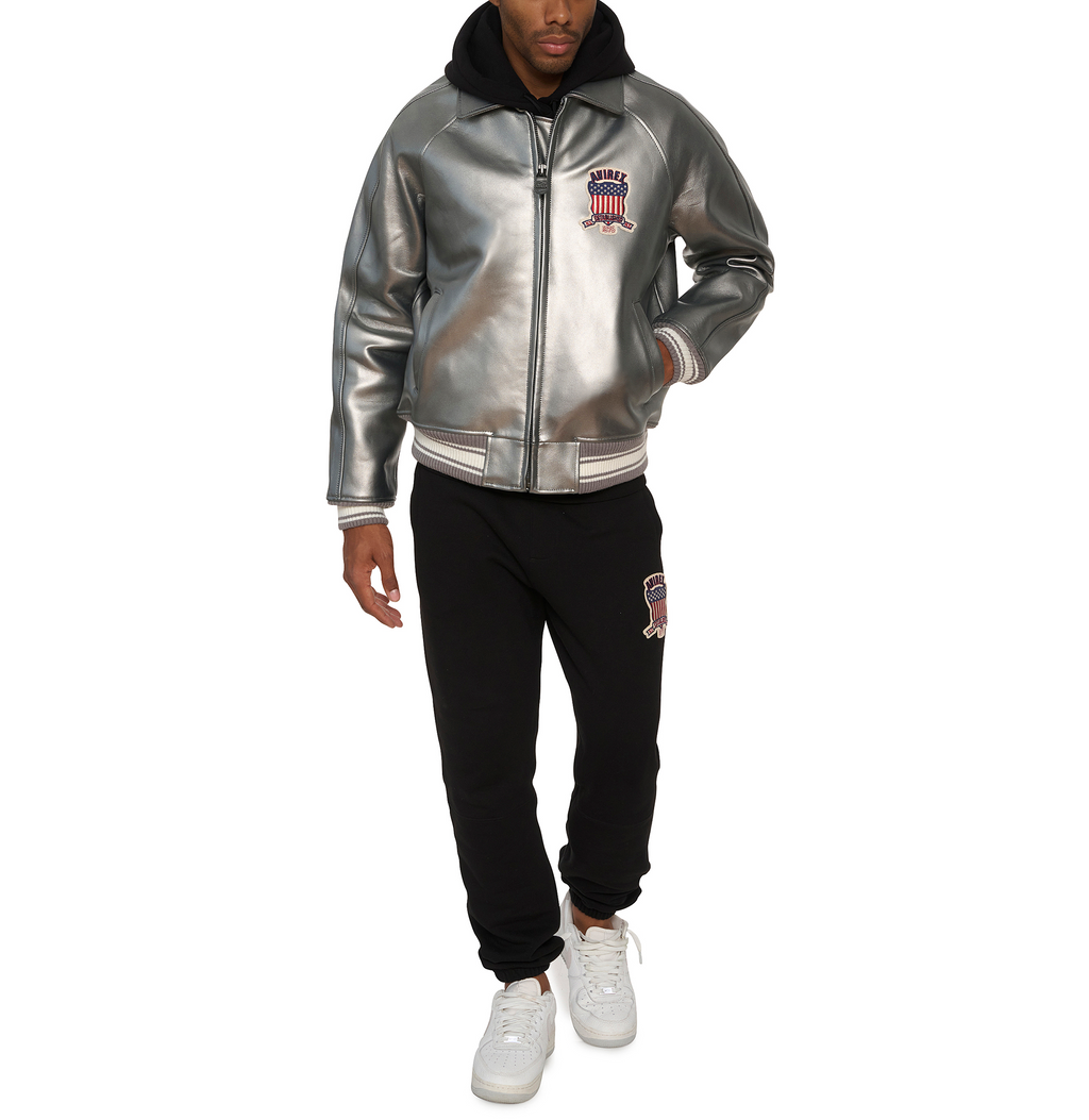 Purchase Best Style Of Metallic Silver Of Fashion Bomber Leather Jackets For Mens rfxleatherofficial