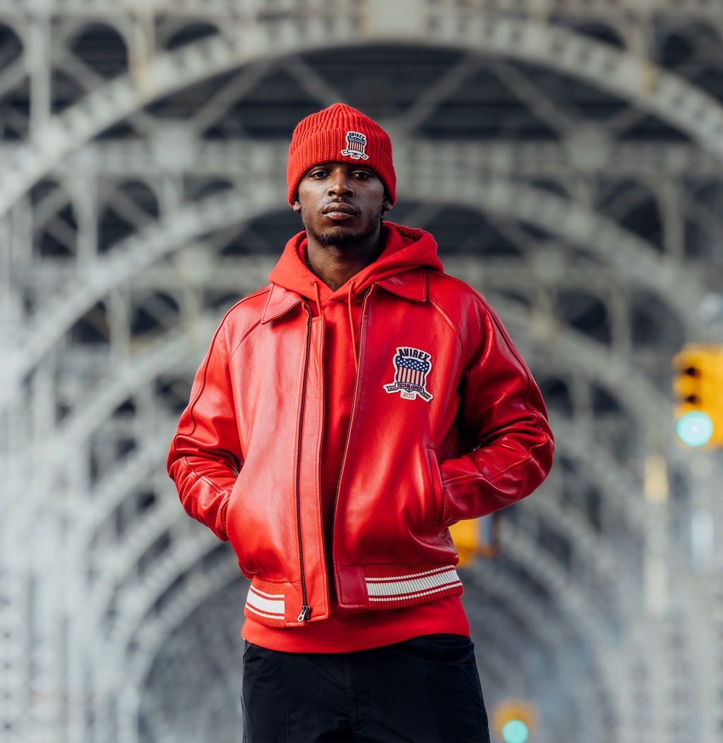 Buy Best Style Salvage Red Color Leather Fashion Bomber Jackets For Sale rfxleatherofficial