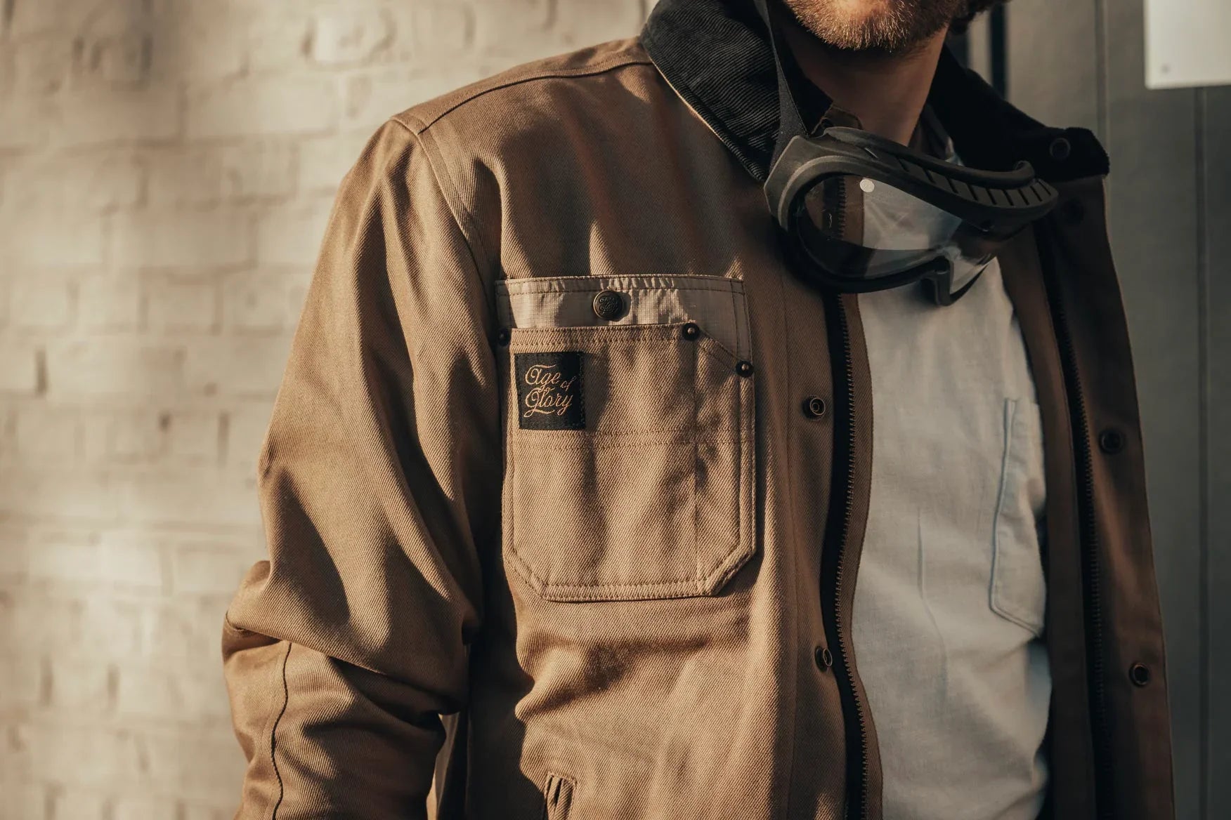 Age of Glory - Runaway Men's Motorcycle Shacket - Desert Khaki