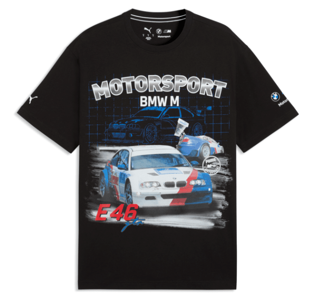 BMW Motorsports M3 E46 Graphic T-Shirt - Puma Black/White/Silver Mist T-shirts BMW Motorsports XS Black 