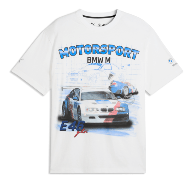 BMW Motorsports M3 E46 Graphic T-Shirt - Puma Black/White/Silver Mist T-shirts BMW Motorsports XS White 
