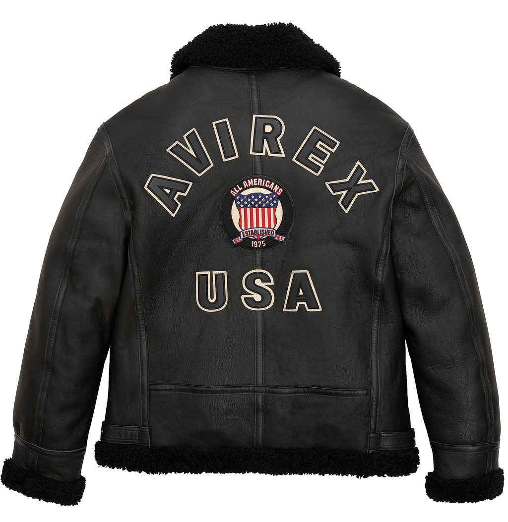 Avirex B3 Shearling Jacket Iconic Black Leather Hot Sale rfxleatherofficial