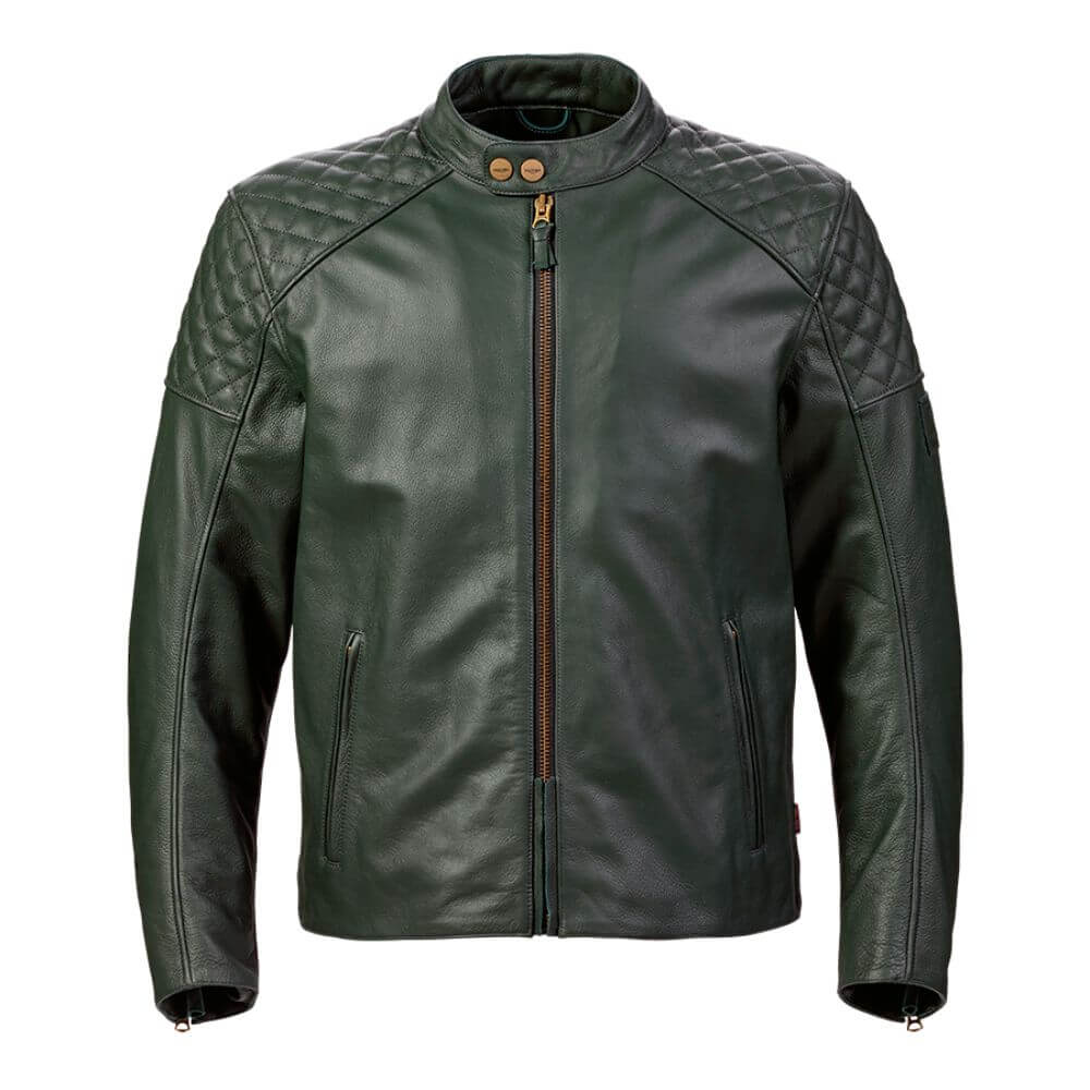 Braddan Green Leather Jacket Triumph