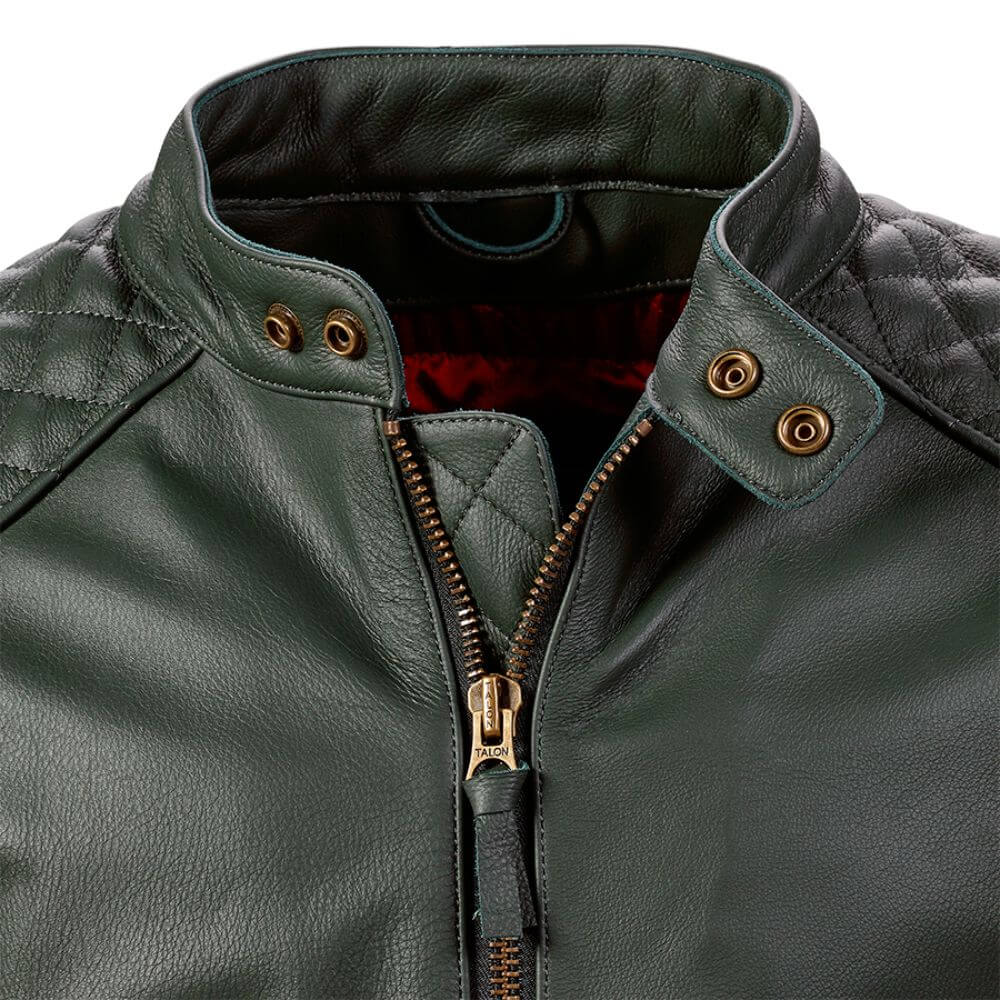 Braddan Green Leather Jacket Triumph