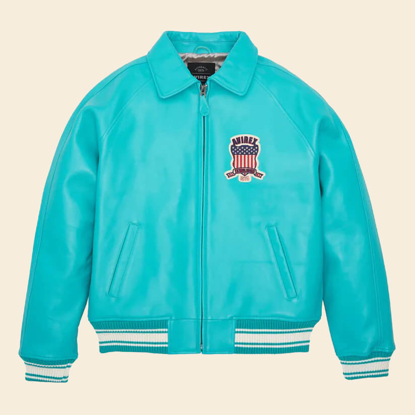 Turquoise Bomber Avirex Icon Leather Jacket Endless Racegear