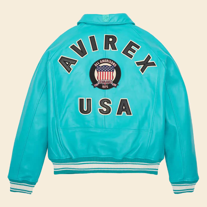 Turquoise Bomber Avirex Icon Leather Jacket Endless Racegear