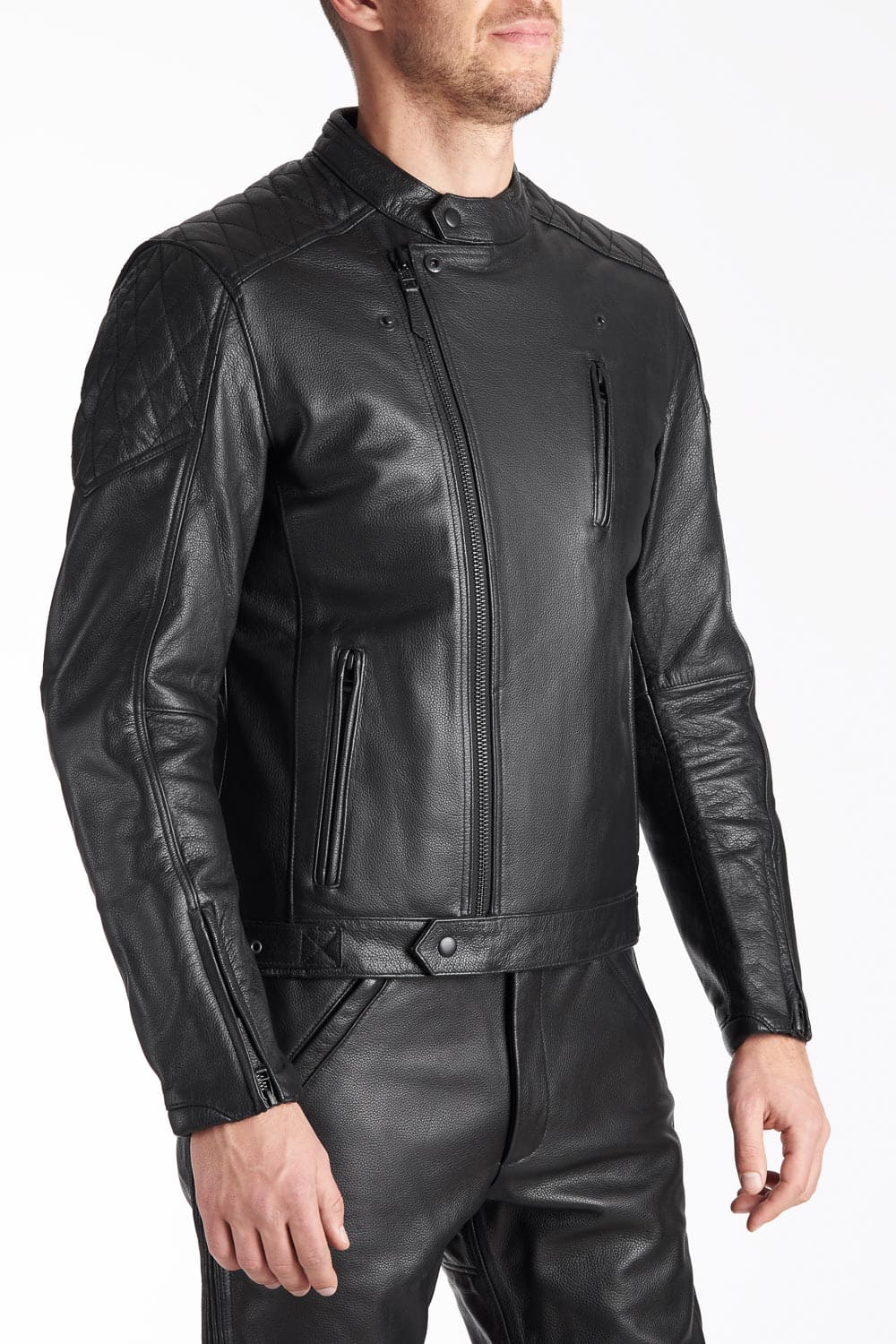 TWIN LEATHER JACKET BLACK - Men’s Leather Motorcycle Jacket Pando Moto