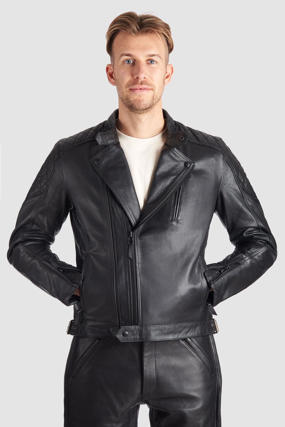 TWIN LEATHER JACKET BLACK - Men’s Leather Motorcycle Jacket Pando Moto