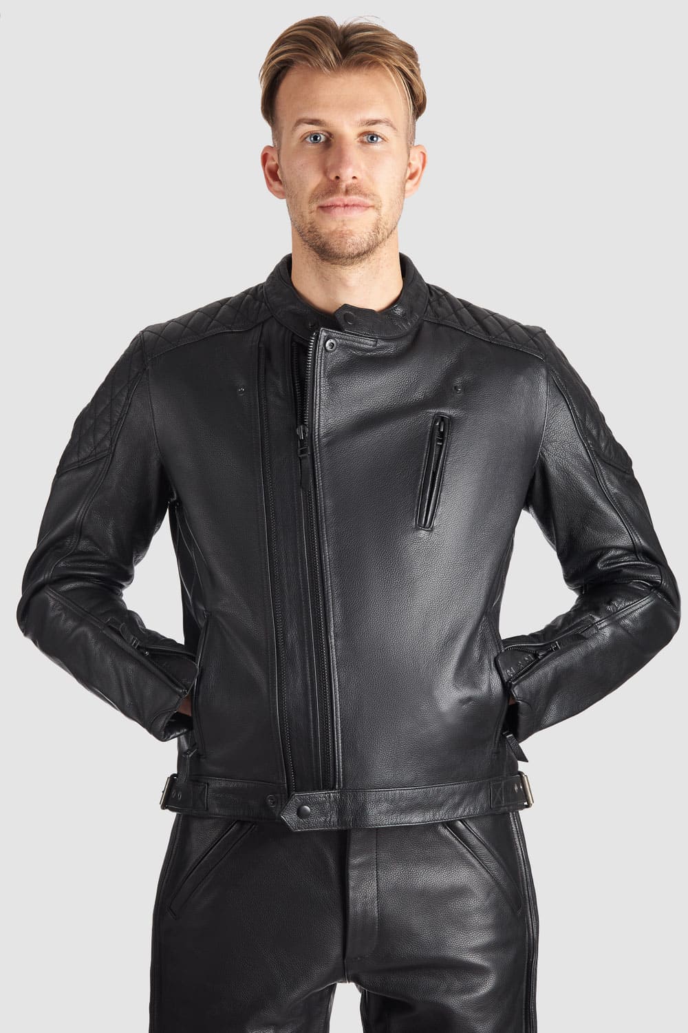 TWIN LEATHER JACKET BLACK - Men’s Leather Motorcycle Jacket Pando Moto