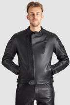 TWIN LEATHER JACKET BLACK - Men’s Leather Motorcycle Jacket Pando Moto