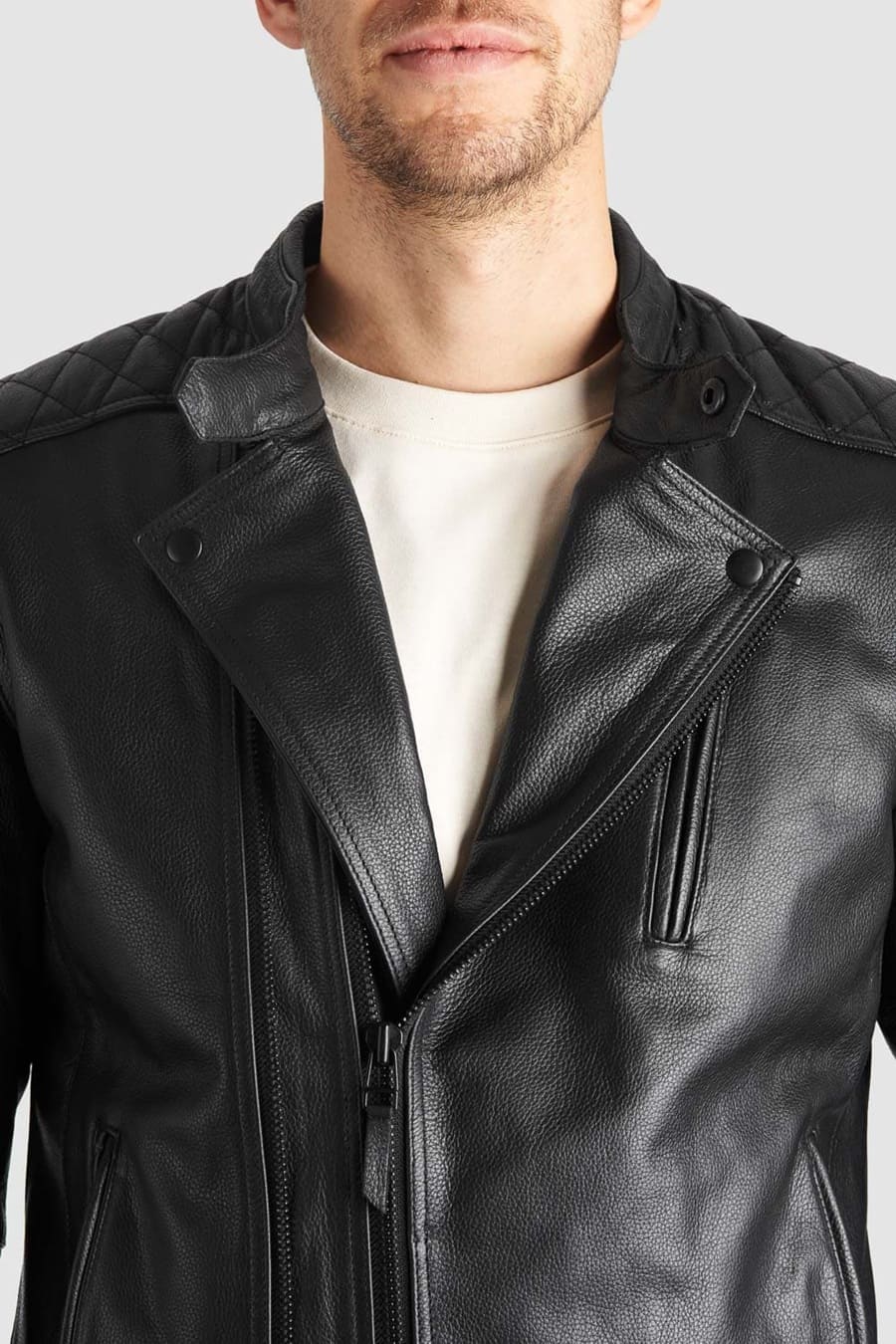 TWIN LEATHER JACKET BLACK - Men’s Leather Motorcycle Jacket Pando Moto