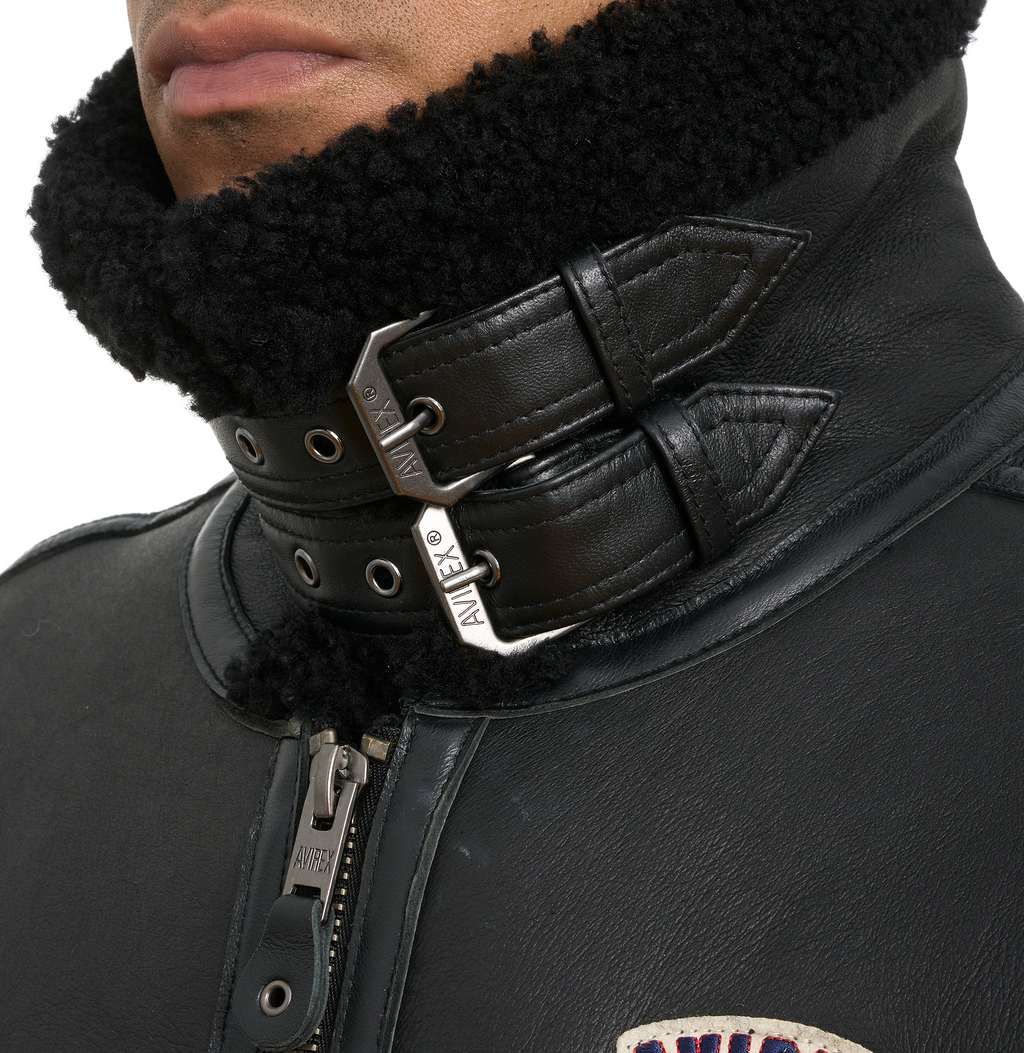 Avirex B3 Shearling Jacket Iconic Black Leather Hot Sale rfxleatherofficial