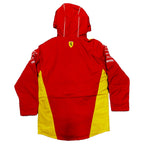 Scuderia Ferrari men's padded hooded jacket, red with yellow side panels and rear logo