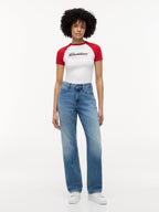 Cadillac F1 Racing Women's Script Raglon T-Shirt - White Cadillac F1