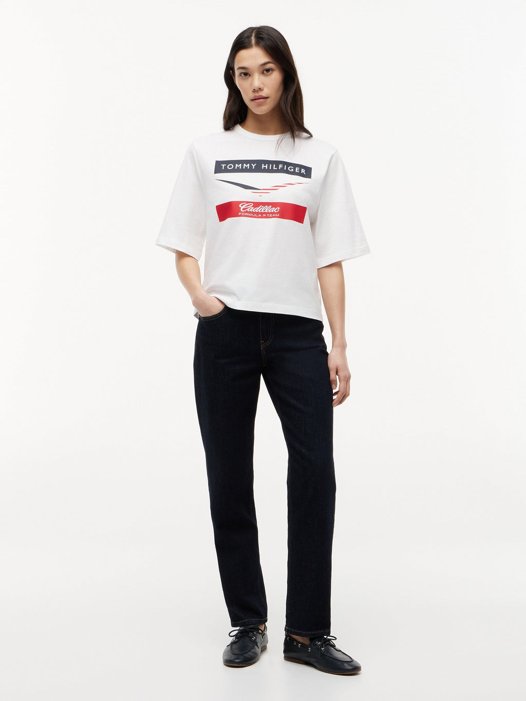 Cadillac F1 Racing Women's Chevron T-Shirt - White Cadillac F1
