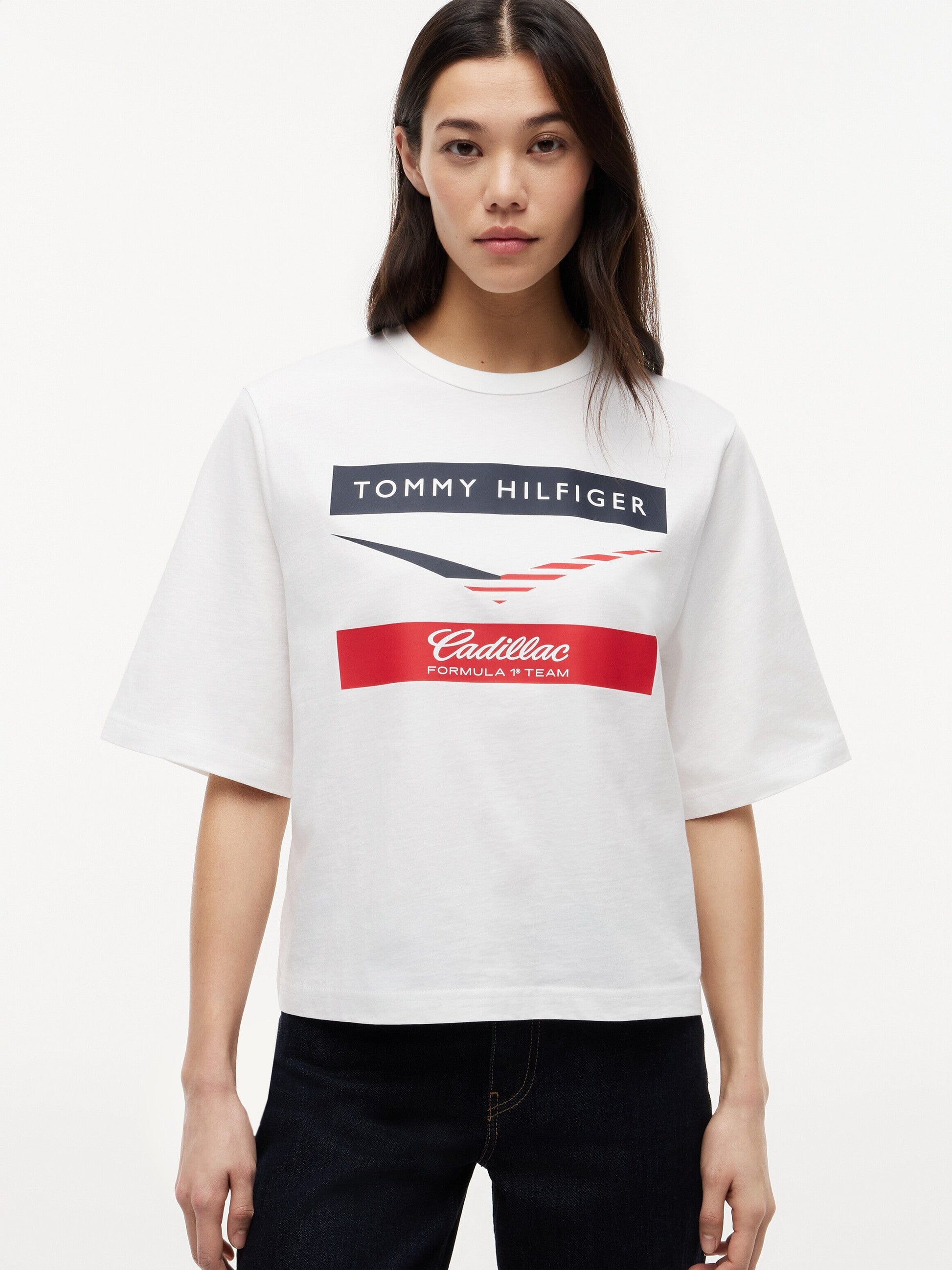 Cadillac F1 Racing Women's Chevron T-Shirt - White Cadillac F1