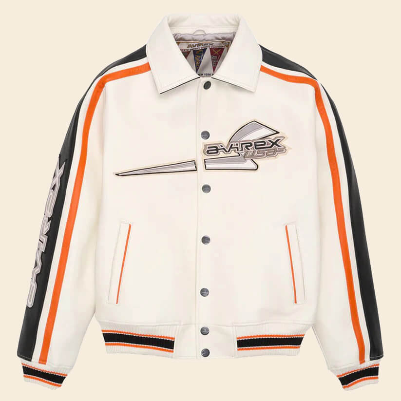 White City Racer Bomber Avirex Leather Jacket 3A MOTO LEATHER