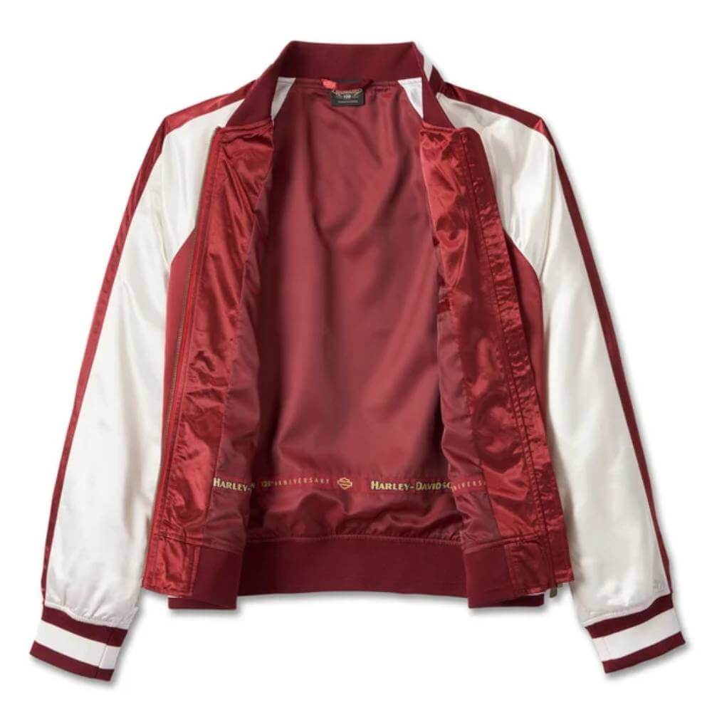 Harley-Davidson Women's 120th Anniversary Classic Bomber Jacket - Colorblocked - Merlot Harley-Davidson