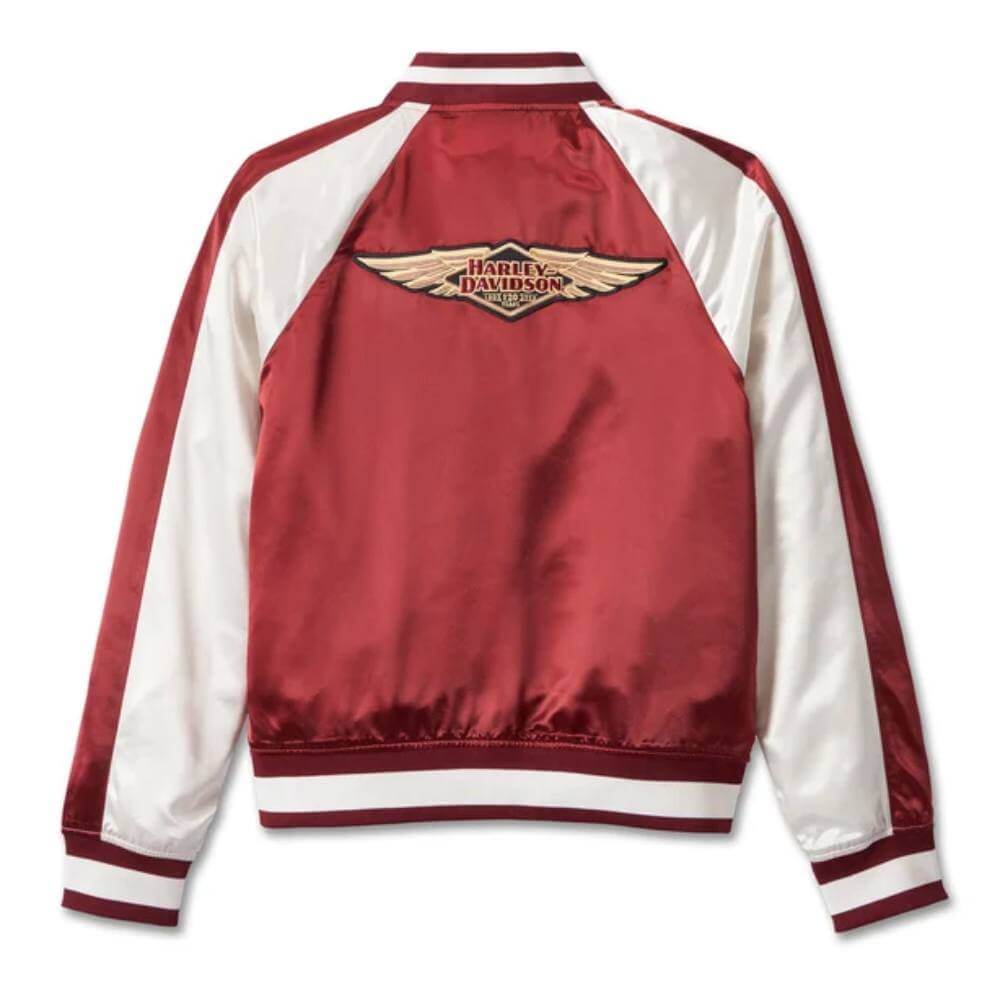 Harley-Davidson Women's 120th Anniversary Classic Bomber Jacket - Colorblocked - Merlot Harley-Davidson