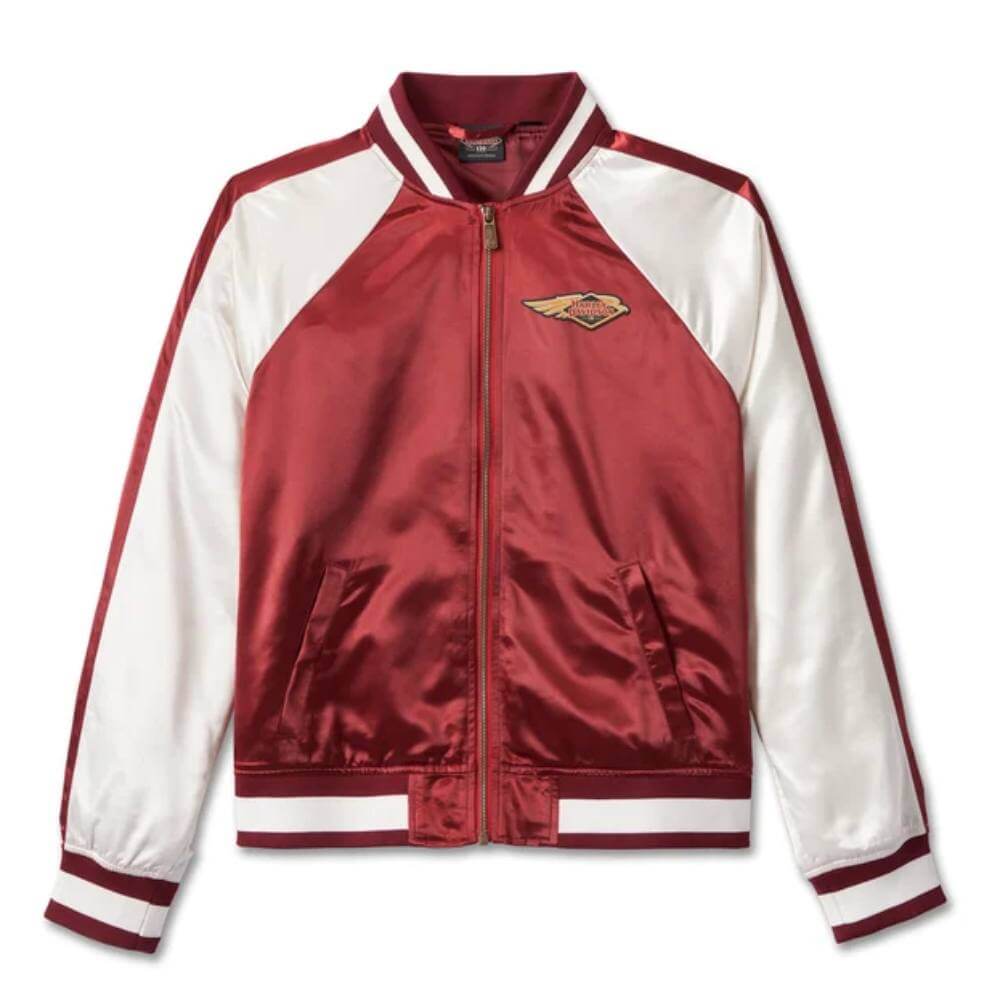 Harley-Davidson Women's 120th Anniversary Classic Bomber Jacket - Colorblocked - Merlot Harley-Davidson