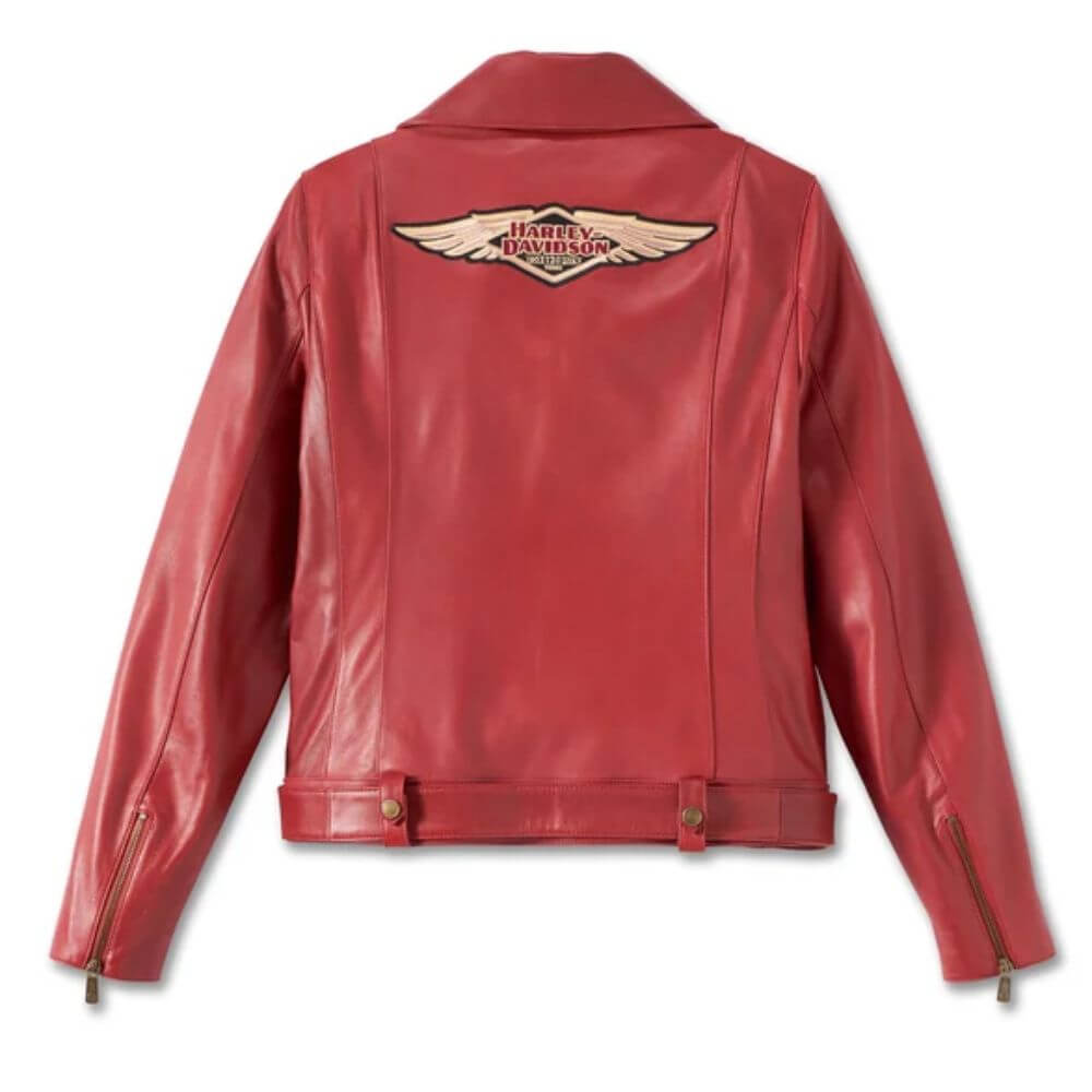 Harley-Davidson  Women's 120th Anniversary D-Pocket Biker Leather Jacket - Merlot - Endless Racegear