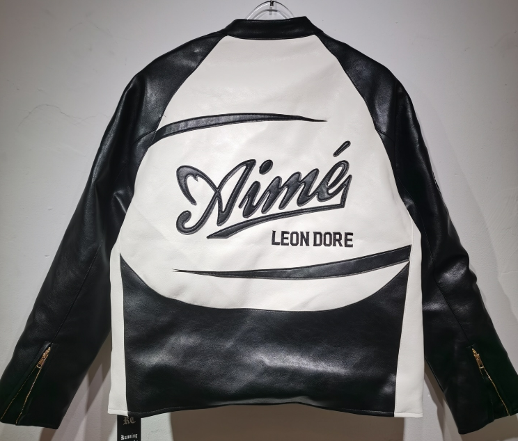 Aime Leon Dore Leather Vintage Racing Jacket Ex Race Gear