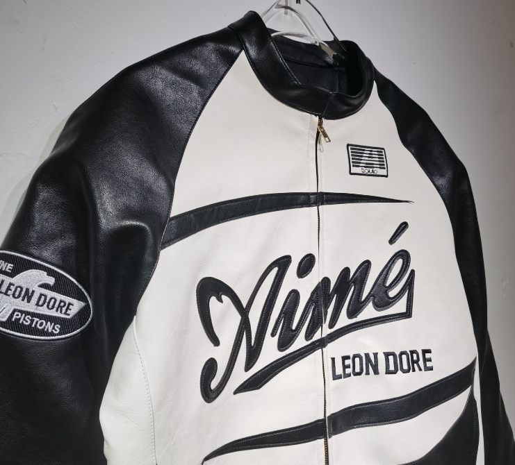 Aime Leon Dore Leather Vintage Racing Jacket Ex Race Gear