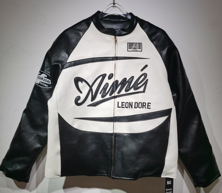 Aime Leon Dore Leather Vintage Racing Jacket Ex Race Gear