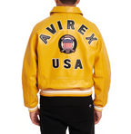Avirex Fashion Aviator Bomber Mustard Leather Jackets rfxleatherofficial
