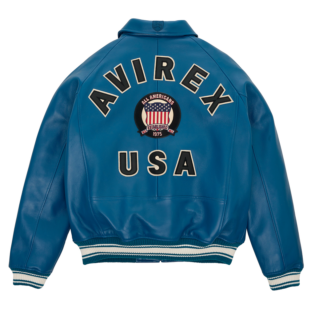 Shop Best High Sale Avirex Fashion Aviator Bomber Teal Leather Jackets For Sale rfxleatherofficial