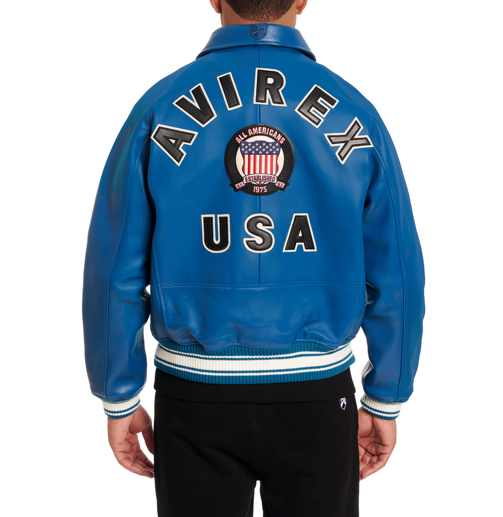 Shop Best High Sale Avirex Fashion Aviator Bomber Teal Leather Jackets For Sale rfxleatherofficial