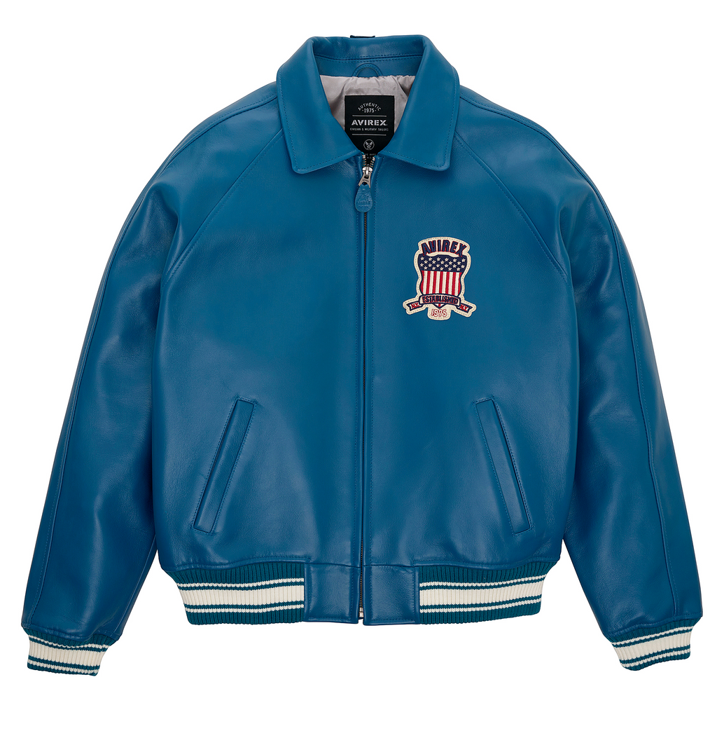 Shop Best High Sale Avirex Fashion Aviator Bomber Teal Leather Jackets For Sale rfxleatherofficial