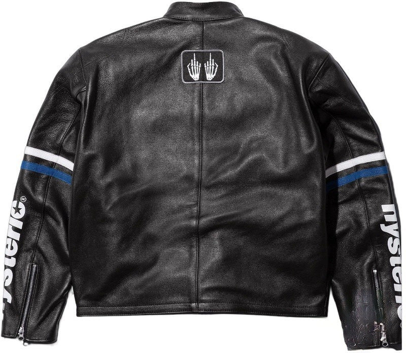Supreme Blue Leather Vintage Racing Jacket Ex Race Gear