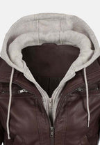 Women’s Chocolate Brown Leather Bomber Jacket 3A MOTO LEATHER