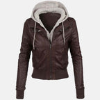 Women’s Chocolate Brown Leather Bomber Jacket 3A MOTO LEATHER