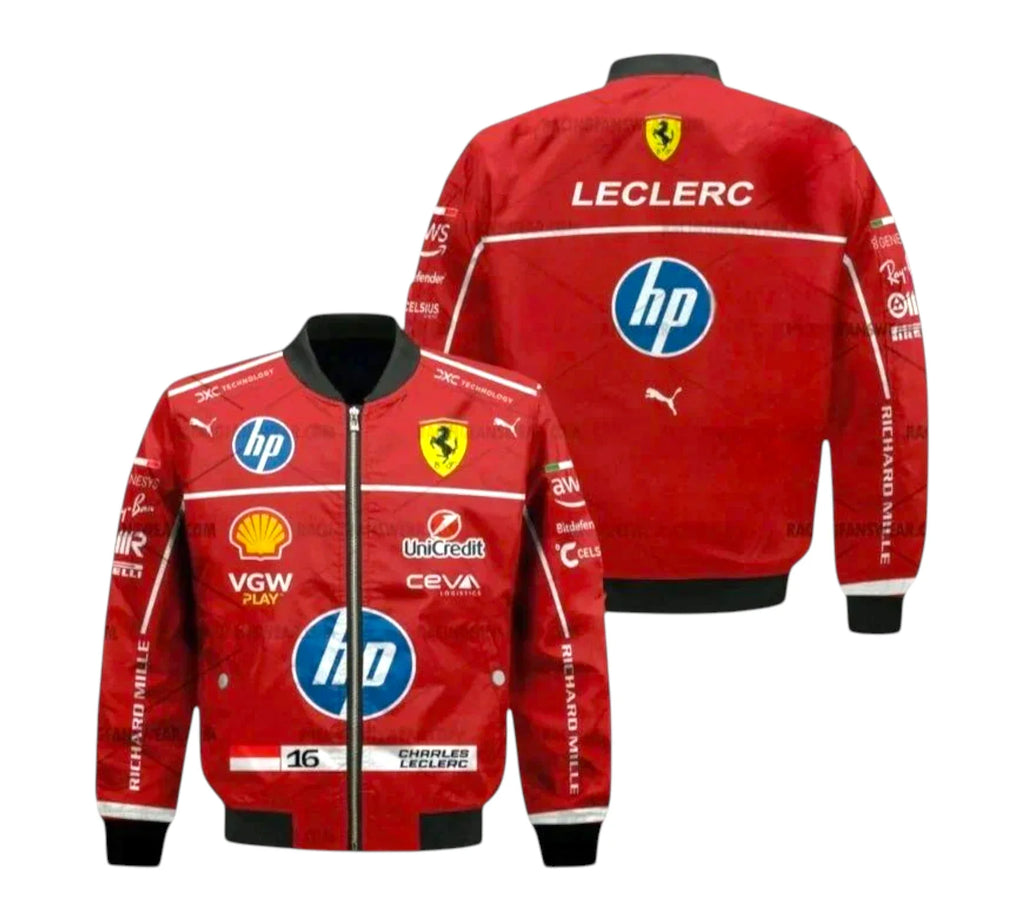 Charles Leclerc 2025 Team Ferrari HP F1 Vintage Jacket Crossover Racewears